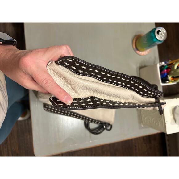 Vera Pelle Leather Cream and Brown Shoulder Bag Made in Italy - Picture 13 of 13